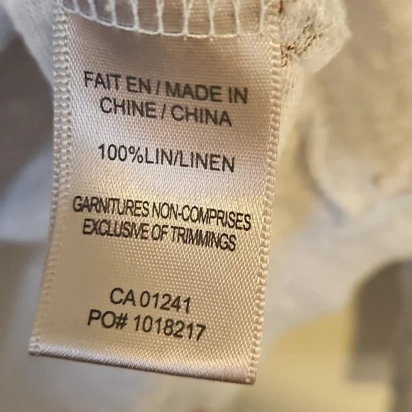 Womens Large 100% linen Graphic Tee Crew Neck Long Sleeve Shirt light blue - Picture 4 of 4